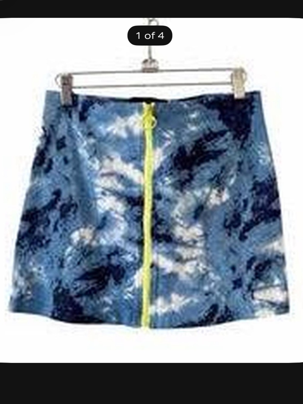 know.one.cares blue tie dye mini skirt with yellow zipper size Large